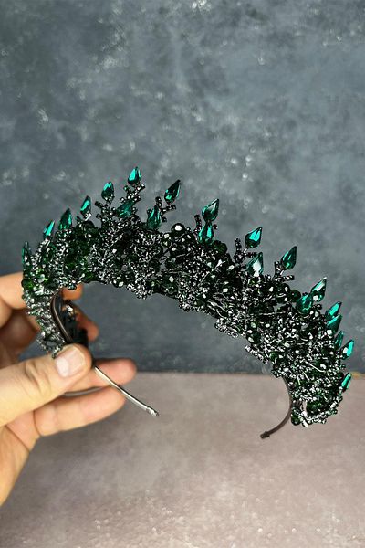 Hayalperest boncuk Emerald Green Ala Beaded Design Bridal Henna Crown