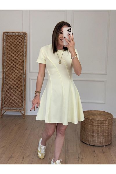 X-Young Short Sleeve Bell Dress Yellow