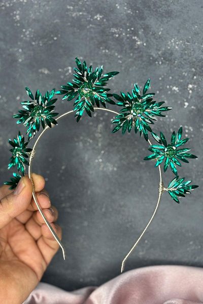 Hayalperest boncuk Star Stone Detailed Bridal Crown Henna Night and Hair Accessory for Wedding