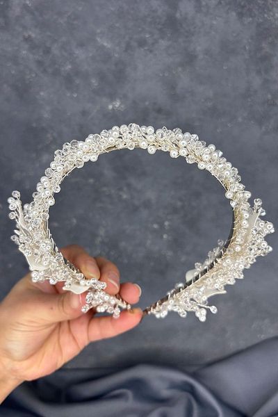 Hayalperest boncuk Veria Single Row Enameled Crystal Bridal Crown Hair Accessory