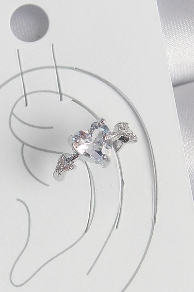 E BULURUM Brass Silver Color Zircon Stone Star Model Women's Cartilage Earrings