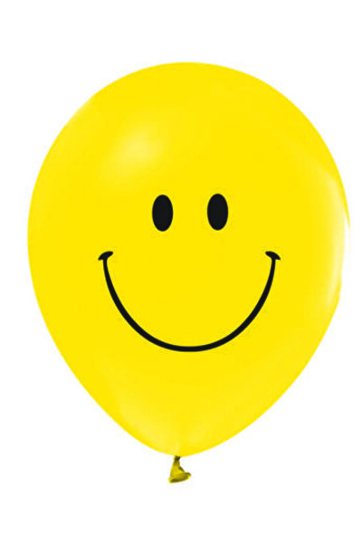 DOĞA PARTİ EVİ بالون أصفر مطبوع عليه وجه مبتسم 12 بوصة 15 قطعة