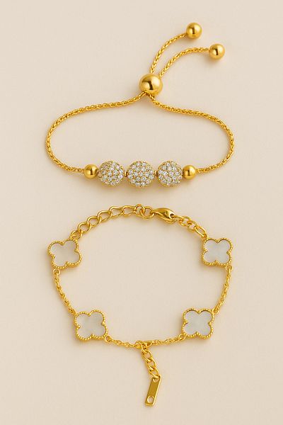 pullmarkt 1 Piece Zircon Stone Bracelet + 1 Piece Van Bracelet: 2-Piece Jewelry Set