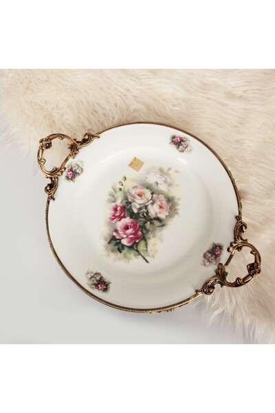 Muba Consept Limoges Painz Pirinç Kenarlı Porselen Düz Yuvarlak Servis