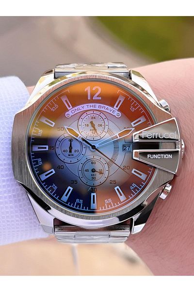 Ferrucci Colorful Glass Steel Cord Inner Dial Features Active 2 Years Warranty Men Wristwatch E.Fc02