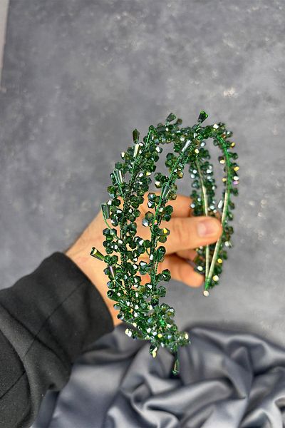 Hayalperest boncuk Sare Model Double Row Bridal Henna Crown Hair Accessory