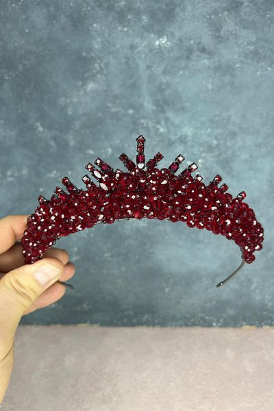 Hayalperest boncuk Burgundy Edis Beaded Bridal Henna Crown