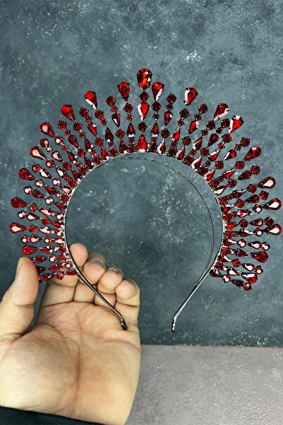 Hayalperest boncuk Red Ayas High Party Bridal Henna Crown