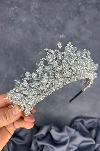 Hayalperest boncuk Light Mint Green Livan Beaded Bridal Henna Crown Hair Accessory