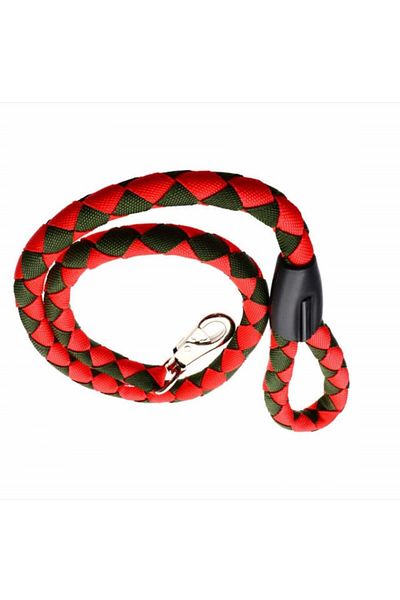 PUFO Comfortable Pufo cord leash for dogs, 125 cm, carabiner system with swivel, durable, red/green