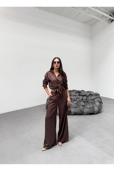 kalben outlet Elegance with Bohemian Inspiration Jacquard Oversize Shirt & Trousers Set