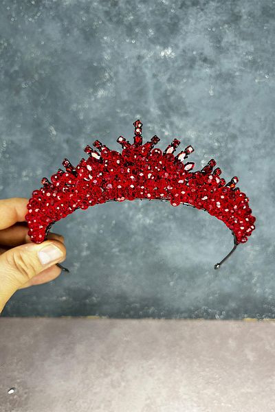 Hayalperest boncuk Red Edis Bead Embroidered Bridal Henna Crown