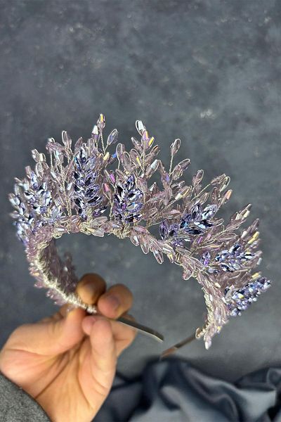 Hayalperest boncuk Lilac Elisa Design Beaded Bridal Henna Crown Hair Accessory