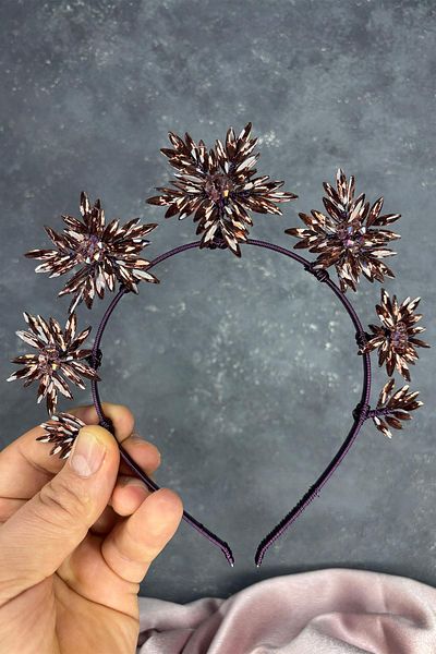 Hayalperest boncuk Purple Star Stone Bridal Henna Crown and Bridal Hair Accessory
