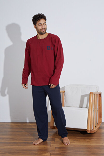 Ayans Pijama Combed Cotton Single Jersey (Thin) Long Sleeve Men's Pajama Set