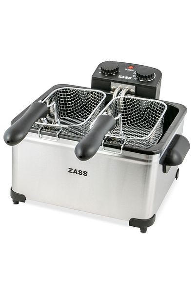Zass Friteuză dublă din oțel inoxidabil Zdf 07, 2000w, 5l, 3 coșuri, capac cu sticlă, cronometru 60 de minute