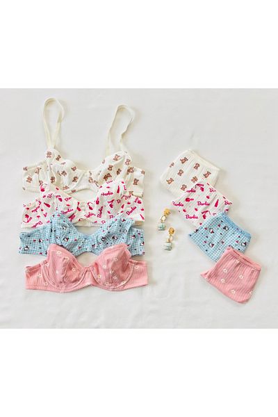 İNKO İÇ GİYİM 4 Colorful Underwire Patterned Cotton Bra Set