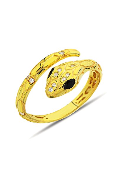 Argentum Concept 18K Altın Kaplamalı 925 Ayar Gümüş Yılan Yüzük - 34025002