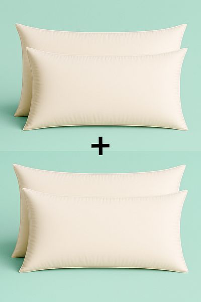 HILL TEKSTİL Luna 50X70 Goose Feather Pillow - 4 Pieces (80% Goose Feather, 20% Bead Fiber)