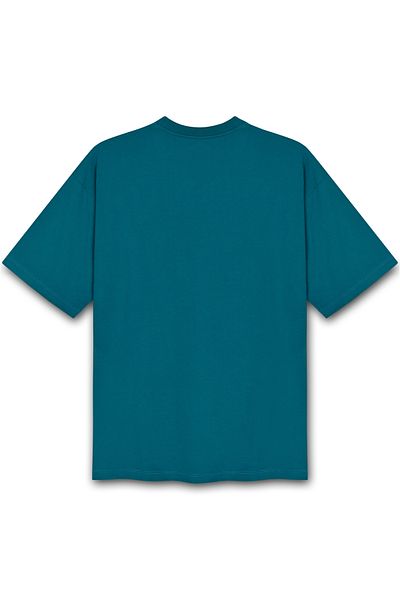 COMBİNE MİCHAİL Men's 100% Organic Cotton Thick Textured Comfort Fit Crew Neck Petrol Color T-Shirt