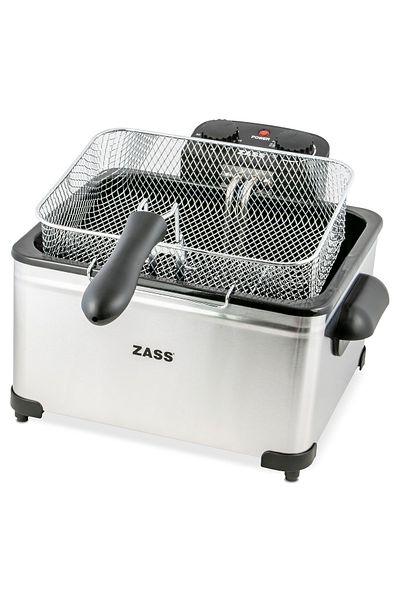 Zass Friteuză dublă din oțel inoxidabil Zdf 07, 2000w, 5l, 3 coșuri, capac cu sticlă, cronometru 60 de minute
