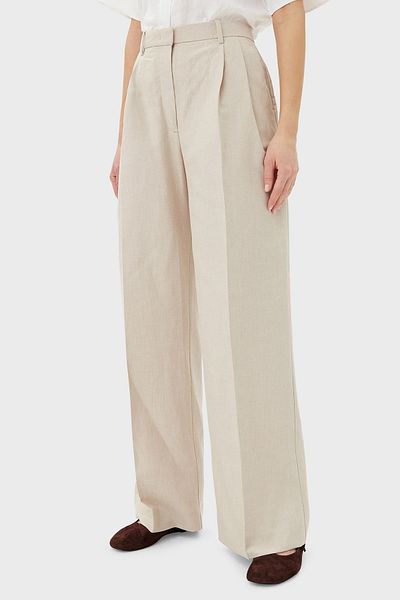 Tommy Hilfiger Relaxed Fit High Waist Wide Leg Linen Fabric Pants Pants Ww0Ww45460 Aci