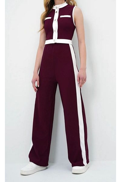 rose tml giyim Women's Stripe Detail Zero Sleeve Vest Pants Women's Bottom Top Set