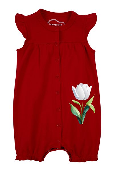 Mavipink Baby Girl Tulip Floral Ruffled Short Shorts Jumpsuit