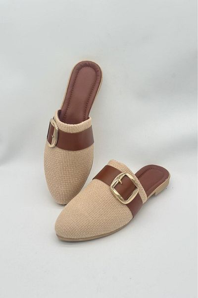 SWORD Summer Slippers - Closed Toe Slippers with Stripe Buckle Detail - Casual Slippers
