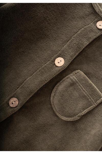 Cigit Βελούδινη Ολόσωμη φόρμα 0-3 ετών Χακί Πράσινη