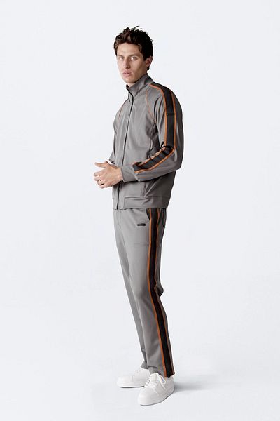 Isaora Stripe Detailed Stretch Relaxed Fit Stand Collar Sweat Men's Sweat M24S8101 Nrd