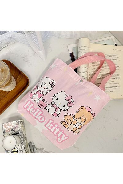 Miniso HelloKitty1 Hello Kitty Canvas Bag Cartoon Kate Cat Portable Shoulder Bag Japanese Light and Large C