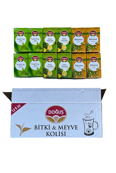 Doğuş Doğuş شاي الأعشاب 3 أنواع علبة بها 12 (شاي أخضر - نعناع ليمون - ليندن)