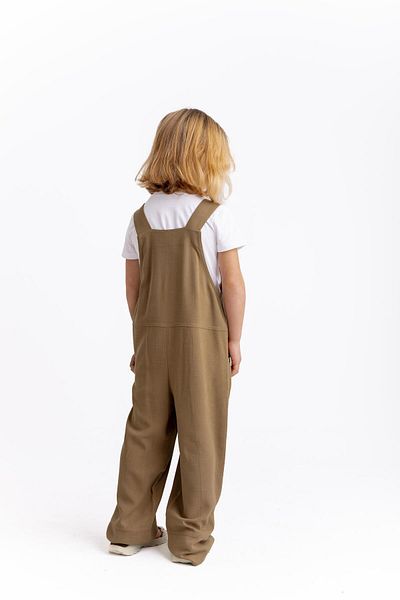 Cigit Wide Leg Linen Salopet 2-7 Years Caramel