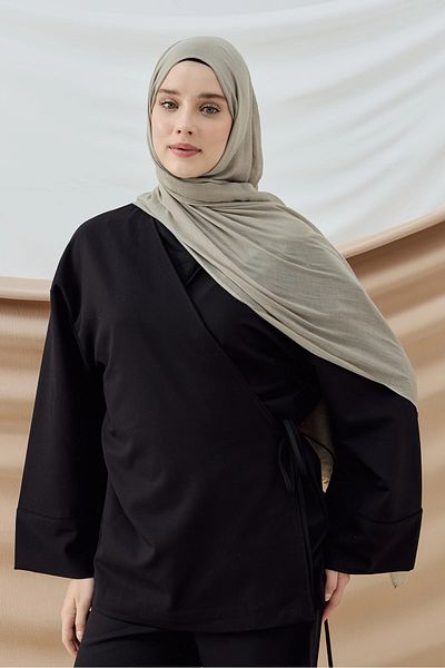AMİNENESİL Aminenesil Moda Cashmere Thin Cotton Shawl Antique Beige Color