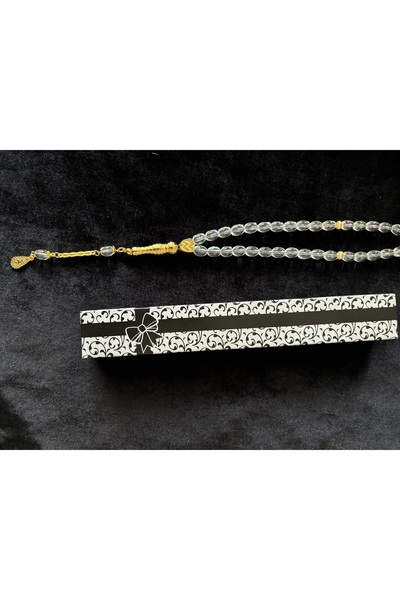 DİBA AVM Tesbi̇h Transparent Glass Drop Model Yellow Imameli Stylish Design Boxed Gift Rosary