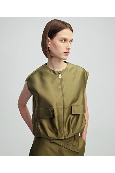 İpekyol Vest with Pocket Flap with Shiny Texture