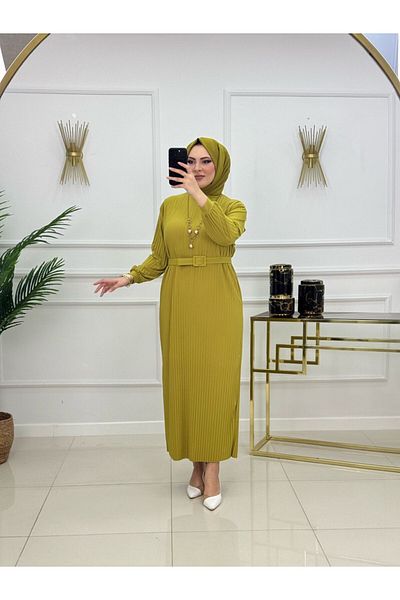 VALENS BOUTİQUE Γυναικείο Φόρεμα Hijab με Πλισέ Ζώνη Δώρο