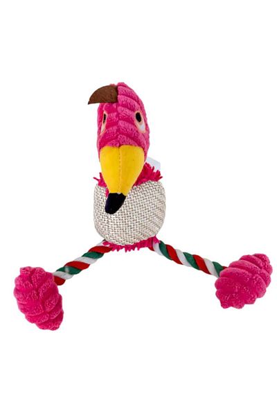 PUFO Jucărie distractivă și interactivă pentru căței în formă de papagal, 25 cm - rezistentă și colorată, roz