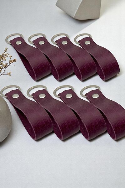 pepuza 8 Pack Genuine Leather Root Series Keychain Purple