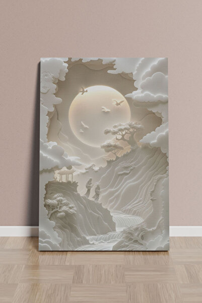 Store Bulutların Ötesine Masalsı Yolculuk Premium Kanvas Tablo