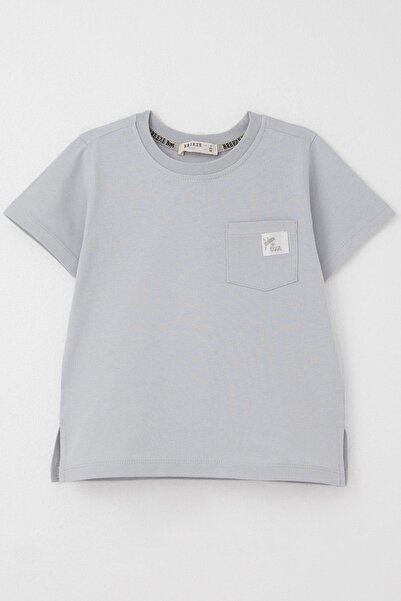 Breeze Boy's T-Shirt Cool Text Emblem Pocket 1.5-5 Years, Light Gray