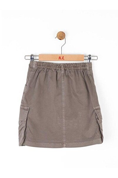 Zekids Girl's Cotton Elastic Waist Antique Skirt with Cargo Pockets
