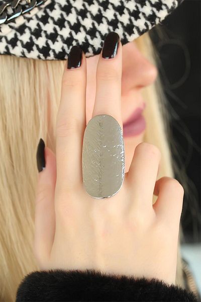 Skygo Silver Color Ellipse Adjustable Ring - Tj-Byk1255-Ks