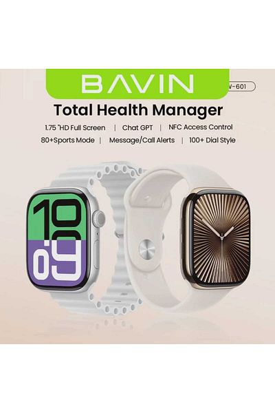 Bavin Smart watch with GPT AI, heart rate monitoring, 15-language translator, and 1.75-inch display