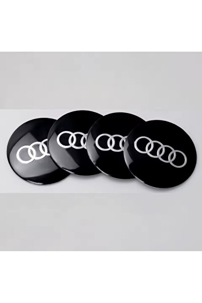 İKTUNING AUDI SİYAH RENK GÜMÜŞ LOGOLU ALÜMİNYUM 56 MM 4 ADET JANT GÖBEK STICKER