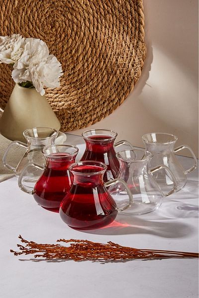 Perotti 16043 Ehl-I Keyf Set of 6 Borosilicate Glass Tea Cups 200 ml