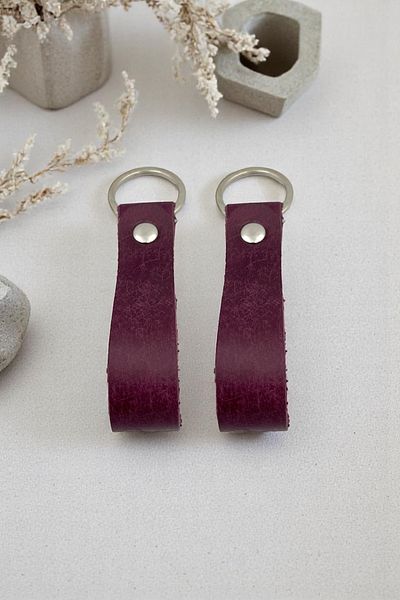 pepuza 2 Pack Genuine Leather Root Series Keychain Purple