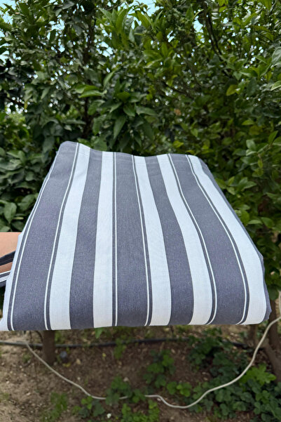 Monami Lüks Gri-Beyaz Elegance EnxBoy Bağcıklı Balkon Perdesi