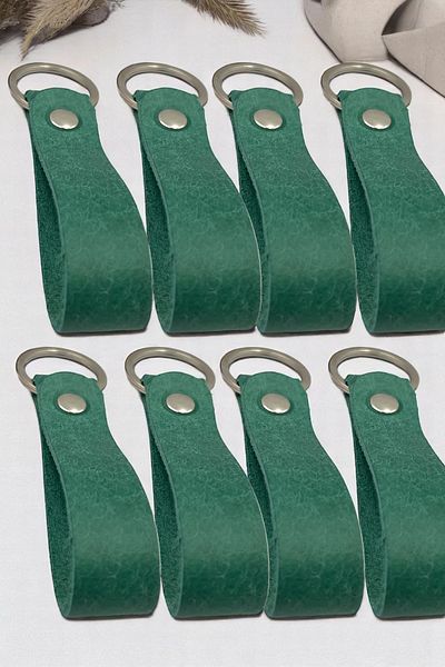 pepuza 8-Piece Genuine Leather Root Series Keychain Water Green